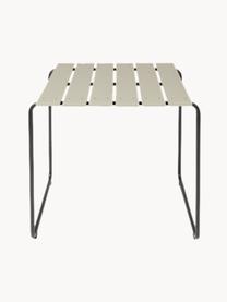 Mesa artesanal para exterior Ocean, Estructura: acero reciclado recubiert, Tablero: restos marinos reciclados, Beige claro, negro, An 79 x Al 74 cm