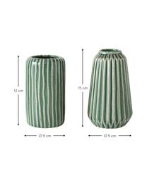 Vase déco Icona, 2 élém., Grès cérame, Vert, brun, beige, Lot de différentes tailles