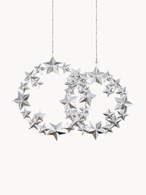 Decoratieve hangersset Stars, 2-delig, Gecoat metaal, Zilverkleurig, Set met verschillende formaten