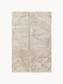 Flauschiger Hochflor-Teppich Jade mit erhabener Hoch-Tief-Struktur, Flor: 100 % Polyester, GRS-zert, Beige, B 80 x L 150 cm (Größe XS)
