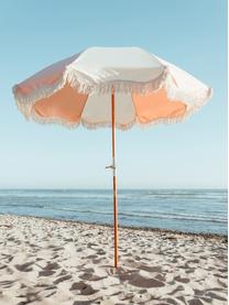 Sonnenschirm Retro mit Fransen, abknickbar, Gestell: Holz, laminiert, Fransen: Baumwolle, Rosa, Cremeweiß, Ø 180 x H 230 cm