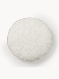 Rundes Bouclé-Dekokissen Aya mit Kederumrandung, Cremeweiß, Ø 40 cm