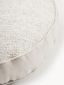 Coussin décoratif rond en tissu bouclé Dotty, Blanc crème, Ø 40 cm