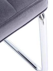 Silla cantilever de terciopelo Iole, Estructura: acero cromado, Tapizado: terciopelo (100% poliéste, Gris, An 46 x Al 84 cm