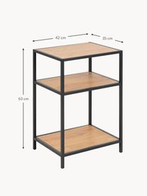 Bijzettafel Seaford, Frame: gepoedercoat metaal, Houtoptiek, zwart, B 42 x D 35 cm