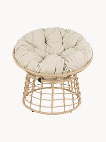 Papasan stoel Molly van kunststoffen vlechtwerk en met stoelkussen, Frame: gepoedercoat staal, Zitvlak: synthetische vezels, Bekleding: polyester, Geweven stof lichtbeige, beige, Ø 92 x H 78 cm