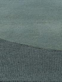 Alfombra artesanal de lana Satomi, Parte superior: 95% lana, 5% viscosa, Reverso: algodón, Menta, gris azulado, An 140 x L 200 cm (Tamaño S)