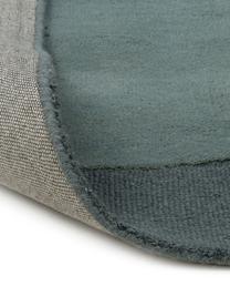 Alfombra artesanal de lana Satomi, Parte superior: 95% lana, 5% viscosa, Reverso: algodón, Menta, gris azulado, An 140 x L 200 cm (Tamaño S)
