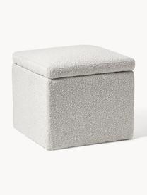 Pouf contenitore in tessuto bouclé Winou, Rivestimento: 100% poliestere Con 100.0, Bouclé bianco latte, Larg. 50 x Alt. 48 cm