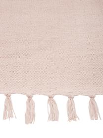 Ručne tkaný tenký bavlnený koberec Agneta, Bledoružová