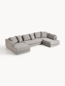 Sofa Bouclé Tribeca, Tapicerka: Bouclé (93% poliester, 6%, Stelaż: drewno bukowe, drewno sos, Nogi: drewno sosnowe Ten produk, Szary Bouclé, S 356 x G 192 cm, lewostronna