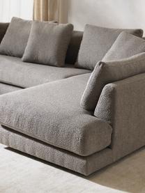 Sofa Bouclé Tribeca, Tapicerka: Bouclé (93% poliester, 6%, Stelaż: drewno bukowe, drewno sos, Nogi: drewno sosnowe Ten produk, Szary Bouclé, S 356 x G 192 cm, lewostronna