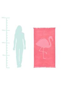 Telo mare in cotone Capri Flamingo, Rosa, Larg. 90 x Lung. 160 cm