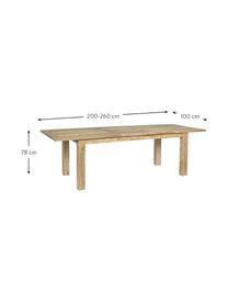 Rozkládací zahradní stůl z recyklovaného teakového dřeva Montevideo, 200 - 260 x T 100 cm, Světle hnědá, Š 200 až 260, H 100 cm