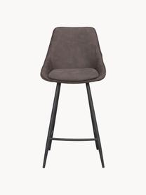 Krzesło barowe z aksamitu Sierra, Tapicerka: 100% poliester (aksamit) , Stelaż: drewno, Nogi: metal malowany proszkowo , Ciemnobrązowy aksamit, S 47 x W 97 cm