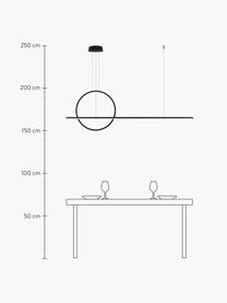 Lampada a sospensione grande a LED Linea, Paralume: silicone, metallo vernici, Baldacchino: metallo verniciato a polv, Nero, Larg. 150 x Alt. 40 cm