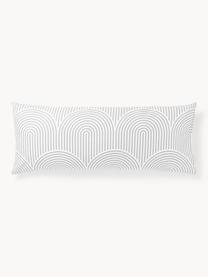 Funda de almohada de algodón Arcs, Gris, blanco, An 45 x L 110 cm