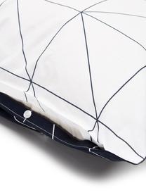 Obojstranná posteľná bielizeň z bavlny s grafickým vzorom Marla, Tmavomodrá, biela, 155 x 220 cm + 1 vankúš 80 x 80 cm