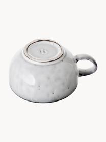 Handgemachte Tasse mit Untertasse Nordic Sand, Steingut, Hellgrau, gesprenkelt, Ø 11 x H 5 cm, 250 ml