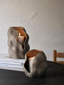 Ręcznie wykonany świecznik Hekla, W 24 cm, Kamionka, Greige, matowy, Ø 19 x W 24 cm