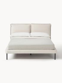 Gestoffeerd bed Amelia, Bekleding: 100% polyester Met 40.000, Frame: multiplex, Poten: hout, kunststof Dit produ, Geweven stof lichtbeige, B 140 x L 200 cm