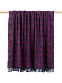 Plaid Blue Velvet, 50% Baumwolle, 43% Polyacryl (Dralon), 7% Polyester, Weinrot, Dunkelblau, 150 x 200 cm