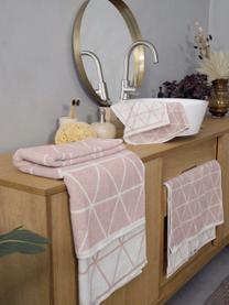 Serviette de toilette réversible en coton pur Elina, 2 pièces, Rose & blanc crème, imprimé, Serviettes de toilette, larg. 50 x long. 100 cm, 2 pièces