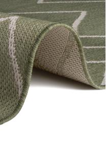 In- & outdoor vloerkleed Waves met zigzagpatroon, 100% polypropyleen, Groen, crèmewit, B 200 x L 290 cm (maat L)