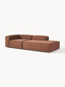 Modulaire chaise longue Lennon, Bekleding: 100% polyester De slijtva, Frame: massief grenenhout, FSC-g, Poten: kunststof, Geweven stof nougatkleurig, B 269 x D 119 cm, armleuning rechts