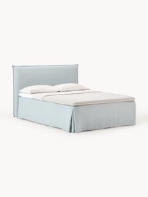 Boxspringbett Viola, Bezug: 54 % Polyester, 36 % Visk, Matratze: 7-Zonen-Taschenfederkern, Füße: Birkenholz Dieses Produkt, Webstoff Hellblau, B 140 x L 200 cm, Härtegrad H2