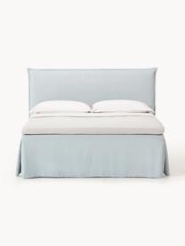 Boxspringbett Viola, Bezug: 54 % Polyester, 36 % Visk, Matratze: 7-Zonen-Taschenfederkern, Webstoff Hellblau, B 140 x L 200 cm, Härtegrad H2