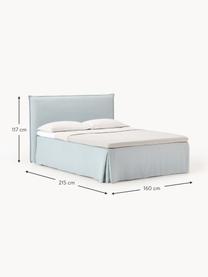 Boxspringbett Viola, Bezug: 54 % Polyester, 36 % Visk, Matratze: 7-Zonen-Taschenfederkern, Füße: Birkenholz Dieses Produkt, Webstoff Hellblau, B 140 x L 200 cm, Härtegrad H2