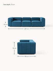 Canapé modulable 4 places en velours Lena, Velours bleu pétrole, larg. 287 x prof. 106 cm