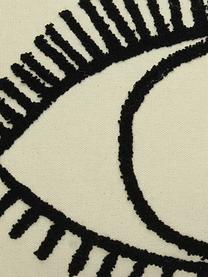 Kissen Eye mit erhabenem Motiv, mit Inlett, 100% Baumwolle, Elfenbeinfarben, Schwarz, 35 x 50 cm