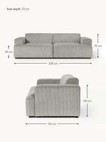 Cord-Sofa Melva (3-Sitzer), Bezug: Cord (92% Polyester, 8% P, Gestell: Massives Kiefernholz, Spa, Füße: Kunststoff Dieses Produkt, Cord Grau, B 238 x T 101 cm