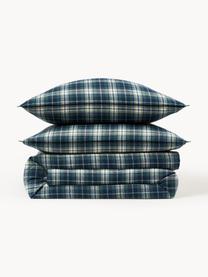 Geruite flanellen dekbedovertrek Macy, Weeftechniek: flanel, Donkerblauw, groen, B 200 x L 200 cm