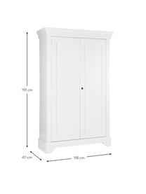 Kledingkast Isabel van hout in wit, 2 deuren, Frame: gelakt grenenhout, Wit, B 118 x H 191 cm