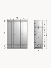 Armoire Connect, 3 portes battantes, Gris, larg. 140 x haut. 195 cm