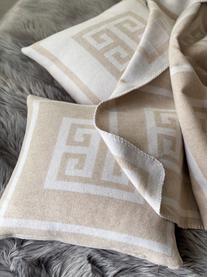 Housse de coussin 45x45 beige et blanc Lugano, 100 % polyester, Couleur sable, blanc cassé, larg. 45 x long. 45 cm