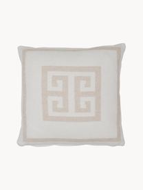 Kissenhülle Lugano in Beige/Weiß mit grafischem Muster, 100% Polyester, Sandfarben, Gebrochenes Weiß, B 45 x L 45 cm