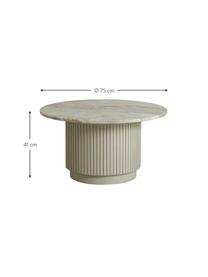 Runder Couchtisch Erie mit Marmor-Tischplatte, Tischplatte: Marmor, Fuß: Mangoholz, Mitteldichte H, Beige, Ø 75 cm