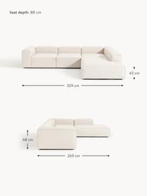 Modulares XL-Ecksofa Lennon aus Leinen-Mix, Bezug: 50 % Viskose, 25 % Leinen, Gestell: Fichtenholz, Sperrholz, m, Füße: Kunststoff Dieses Produkt, Leinen-Mix Beige, B 329 x T 269 cm, Eckteil links