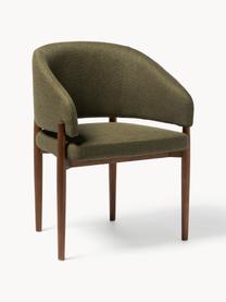 Židle s područkami Nemo, Olivově zelená, tmavé jasanové dřevo, Š 63 cm, V 55 cm