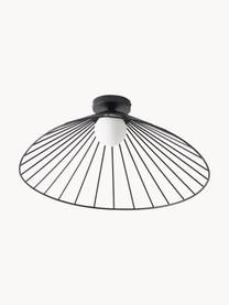 Plafondlamp Silvan, Lampenkap: opaalglas, Zwart, B 59 x H 24 cm