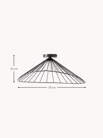 Lampada da soffitto Silvan, Paralume: vetro opalino, Struttura: acciaio verniciato a polv, Baldacchino: acciaio verniciato a polv, Nero, Larg. 59 x Alt. 24 cm