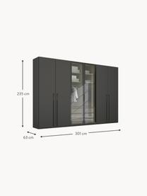 Drehtürenschrank Skat Shine mit beleuchteten Glastüren, Griffe: Metall, beschichtet, Anthrazit, B 301 x H 235 cm