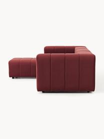 Modulares Samt-Sofa Lena (4-Sitzer) mit Hocker, Bezug: Samt (100 % Polyester) De, Gestell: Buchenholz, Spanplatte, H, Füße: Kunststoff, Samt Weinrot, B 287 x T 181 cm