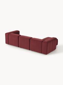 Modulares Samt-Sofa Lena (4-Sitzer) mit Hocker, Bezug: Samt (100 % Polyester) De, Gestell: Buchenholz, Spanplatte, H, Füße: Kunststoff, Samt Weinrot, B 287 x T 181 cm