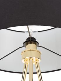 Tripod Stehlampe Cella mit Stoffschirm, Lampenschirm: Baumwollgemisch, Lampenfuß: Metall, Schwarz, Goldfarben, H 147 cm