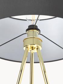 Tripod Stehlampe Cella mit Stoffschirm, Lampenschirm: Baumwollgemisch, Lampenfuß: Metall, Schwarz, Goldfarben, H 147 cm